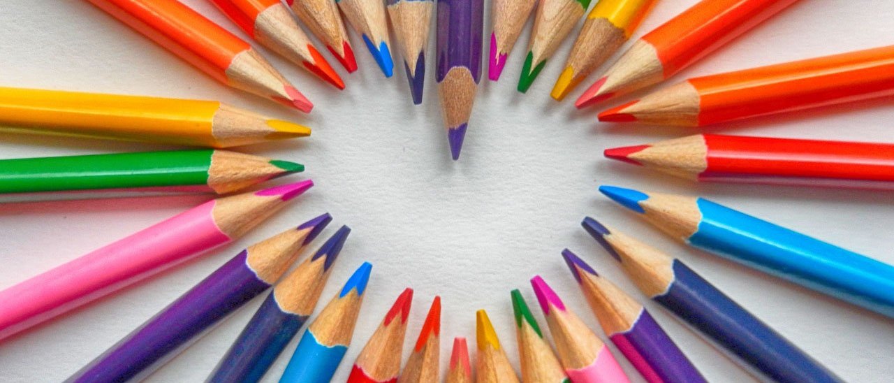 Coloured Pencils forming an heart